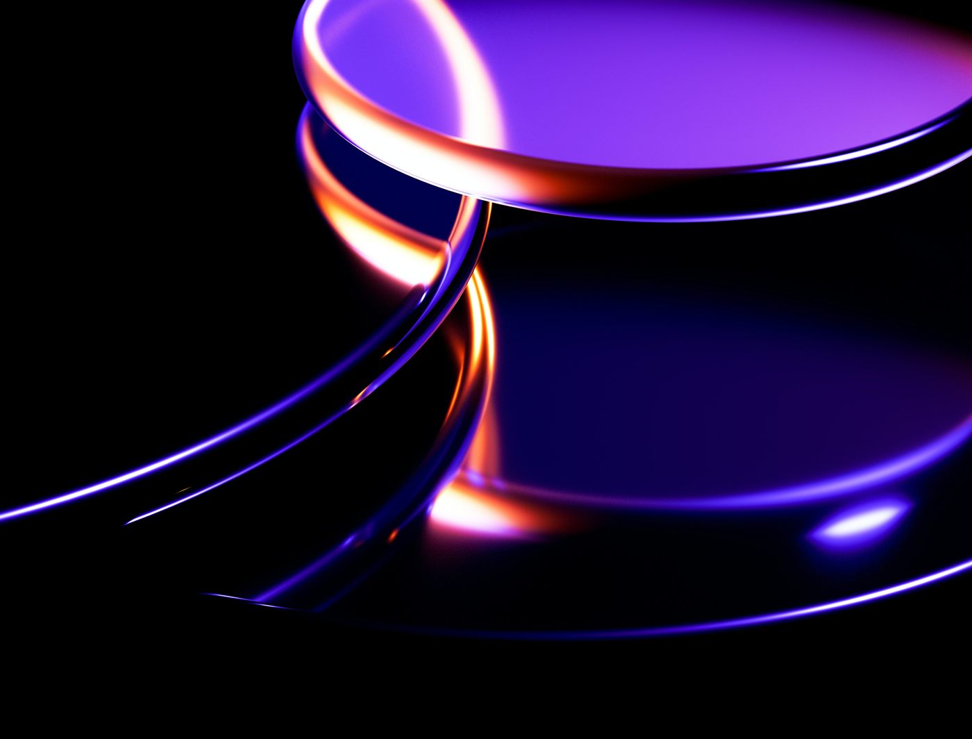 Detalle macro de la superficie de un lente, con la luz refractada en sus capas